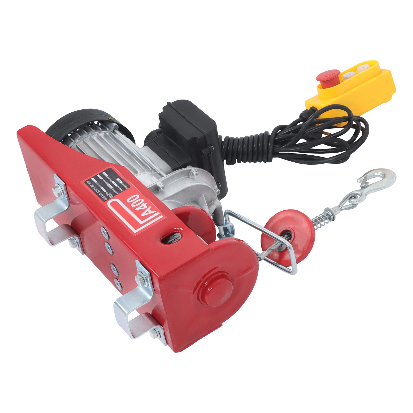 110V Electric Hoist 880lbs Crane Winch with Wired Remote Control 850W