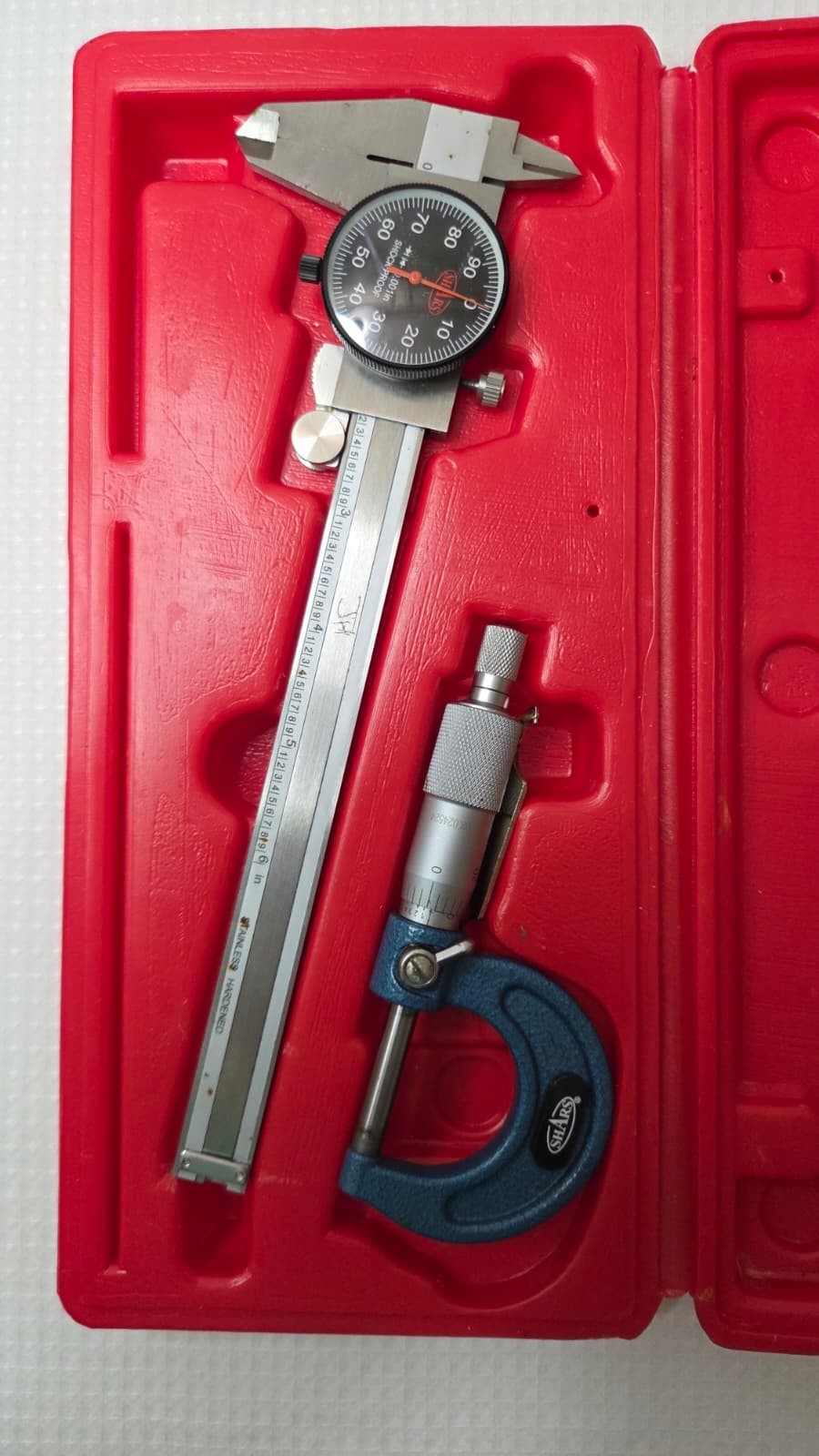 iGaging 6″ Dial Caliper & SHARS 0-1″ Outside Micrometer w/ Case Machinist Set