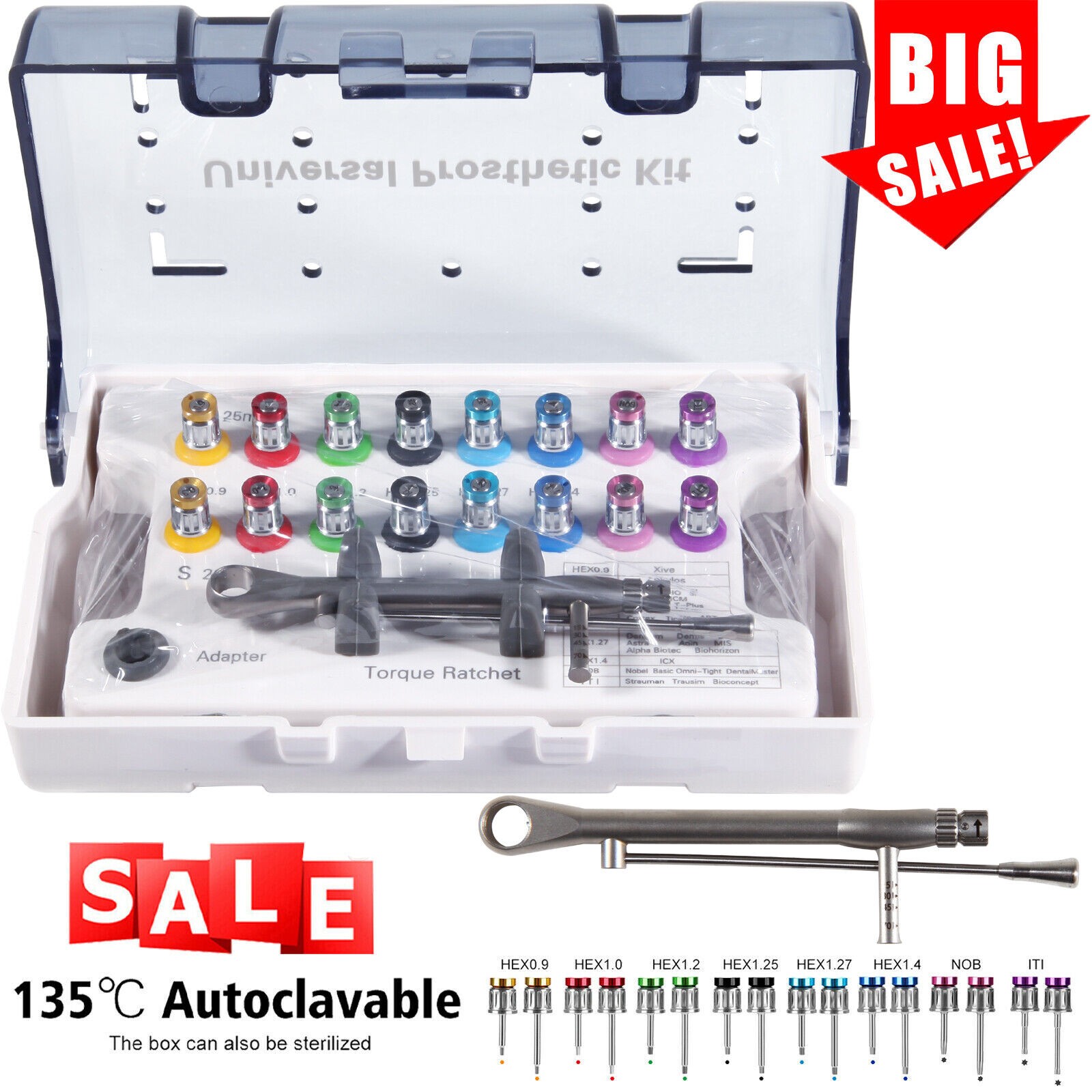 Dental Universal Implant Prosthetic Kit Torque Wrench Screw Drivers Remover Kit