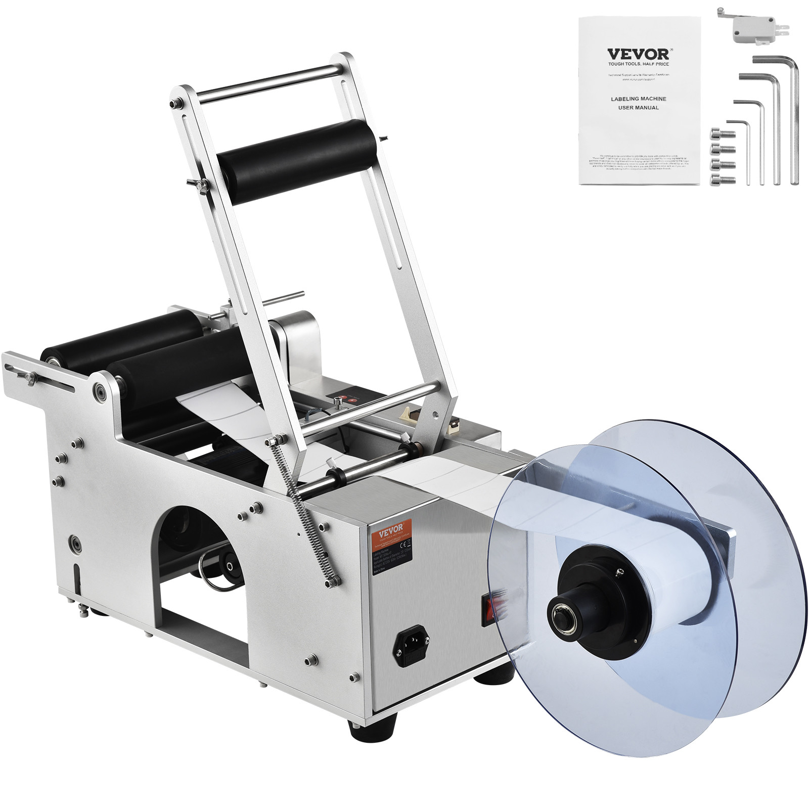 VEVOR Semi-Automatic Round Bottle Labeling Machine Electric Labeler 20-50pcs/min