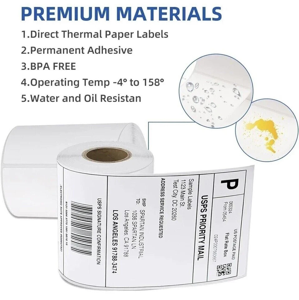 250 Labels 1 Roll 4×6 label Zebra 2844 Eltron Direct Thermal Shipping Printer