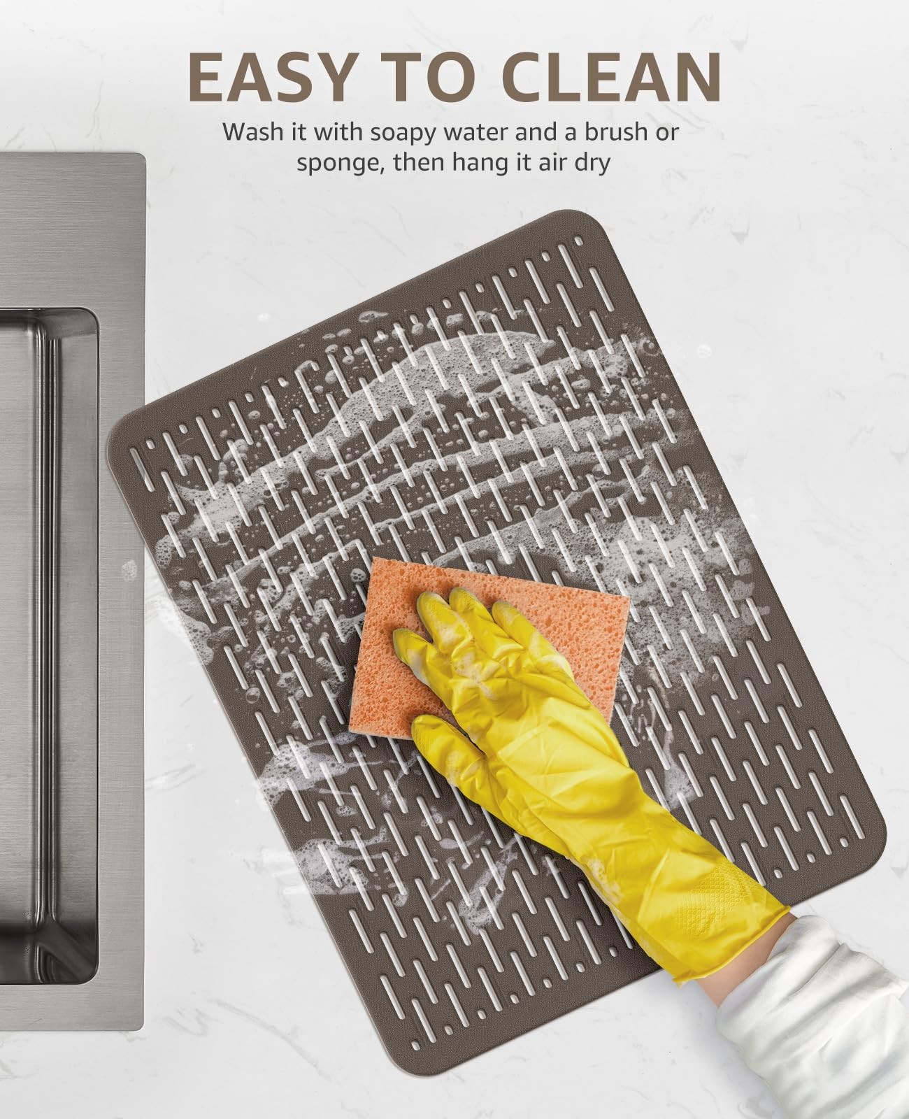 Bligli Mesh Sink Mat, 15.7 x 11.8inch Prtector 15.7″ x 11.8″, Clear Gray