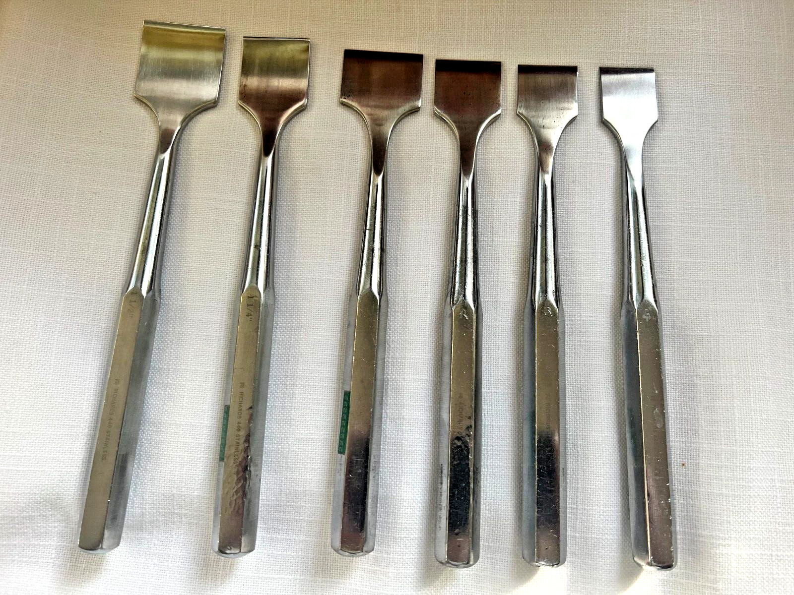 Richards 440 Hibbs Curved And Straight Orthopedic Osteotome Set Of 6 Pieces