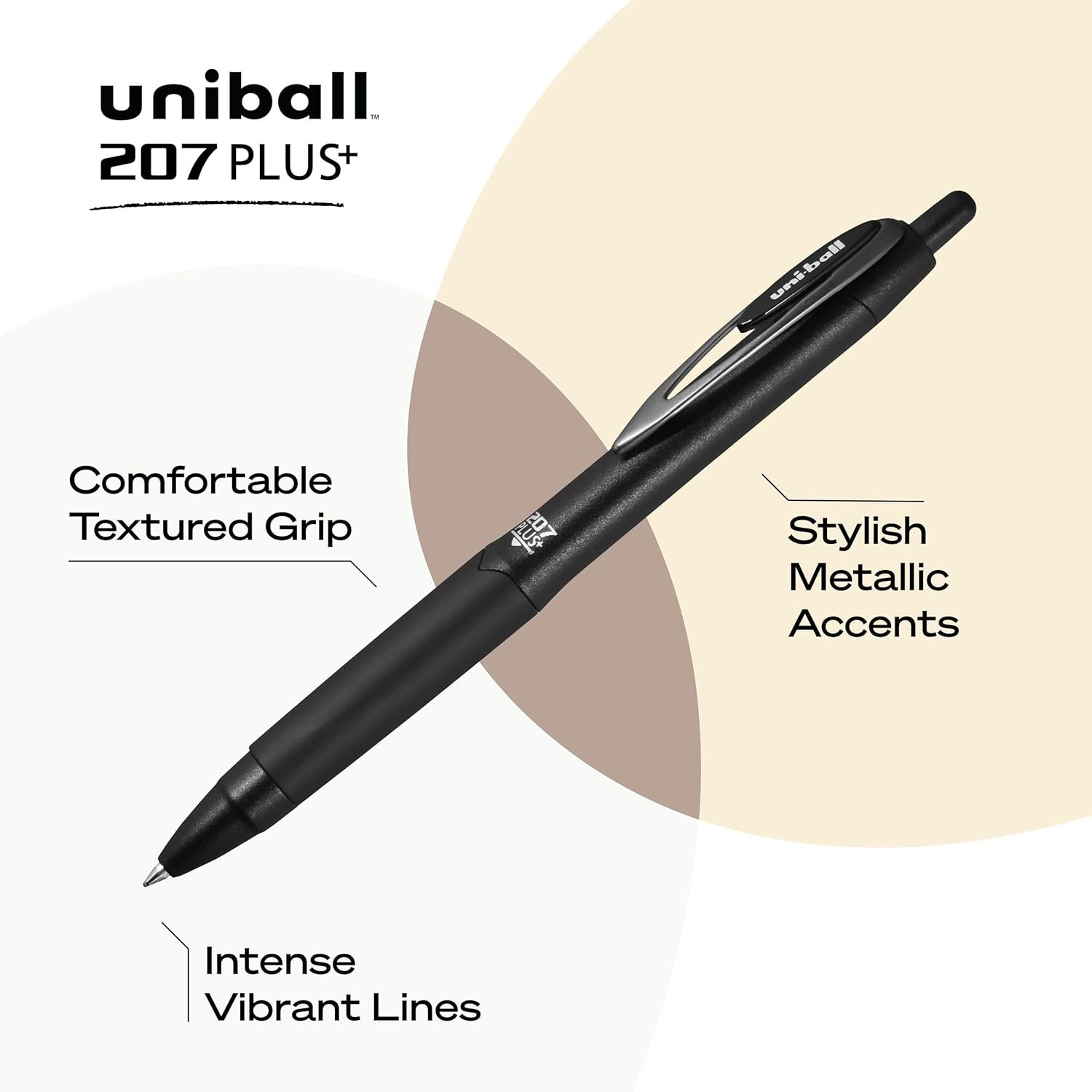 Uniball Signo 207+ Gel Pen 4 Pack 0.7mm Medium Black Pens Gel Ink Pens Office
