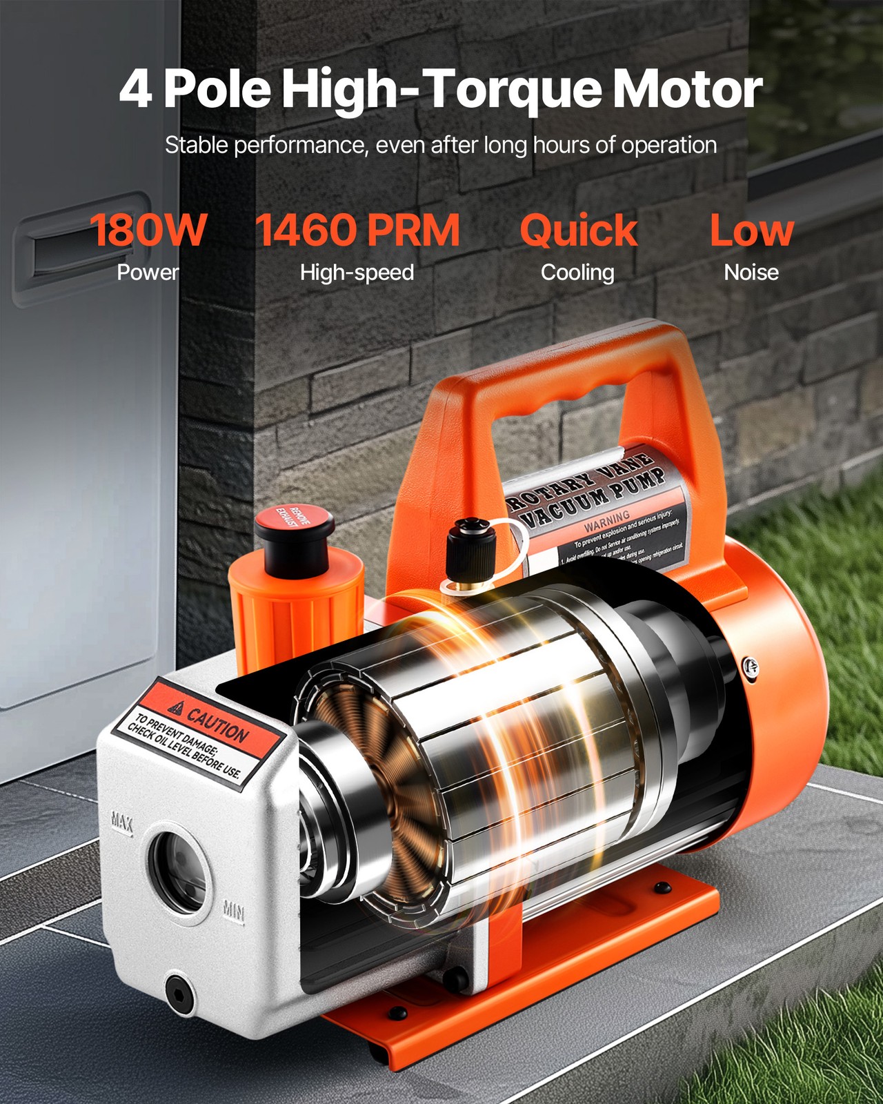 VEVOR AC Vacuum Pump 3.5 CFM HVAC Single Stage Rotary Vane Vacuum Pump