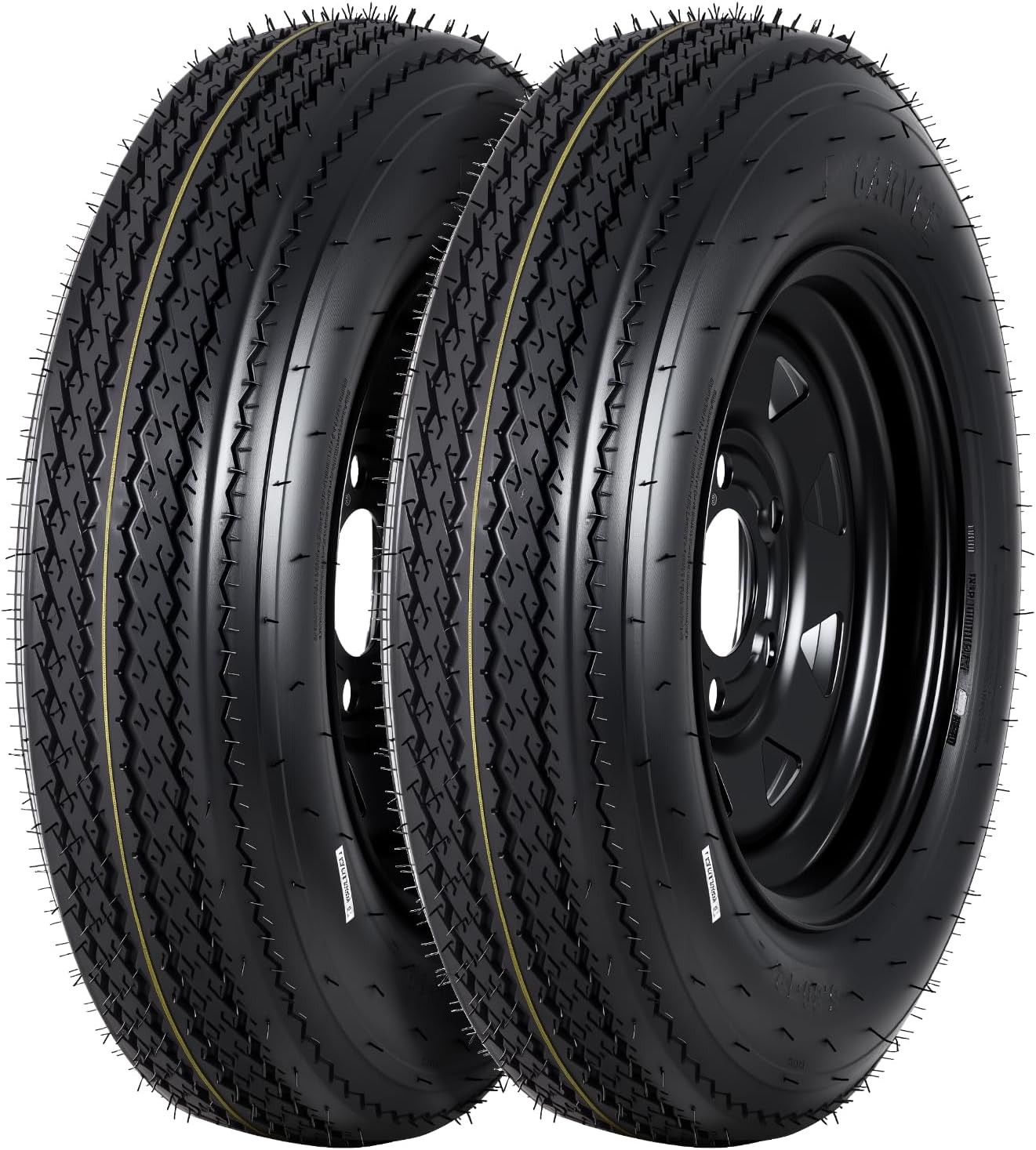 2PCS Trailer Tire On Rim 5.30-12 5 Lug Trailer Tires12In Wheels Load Range C 6PR