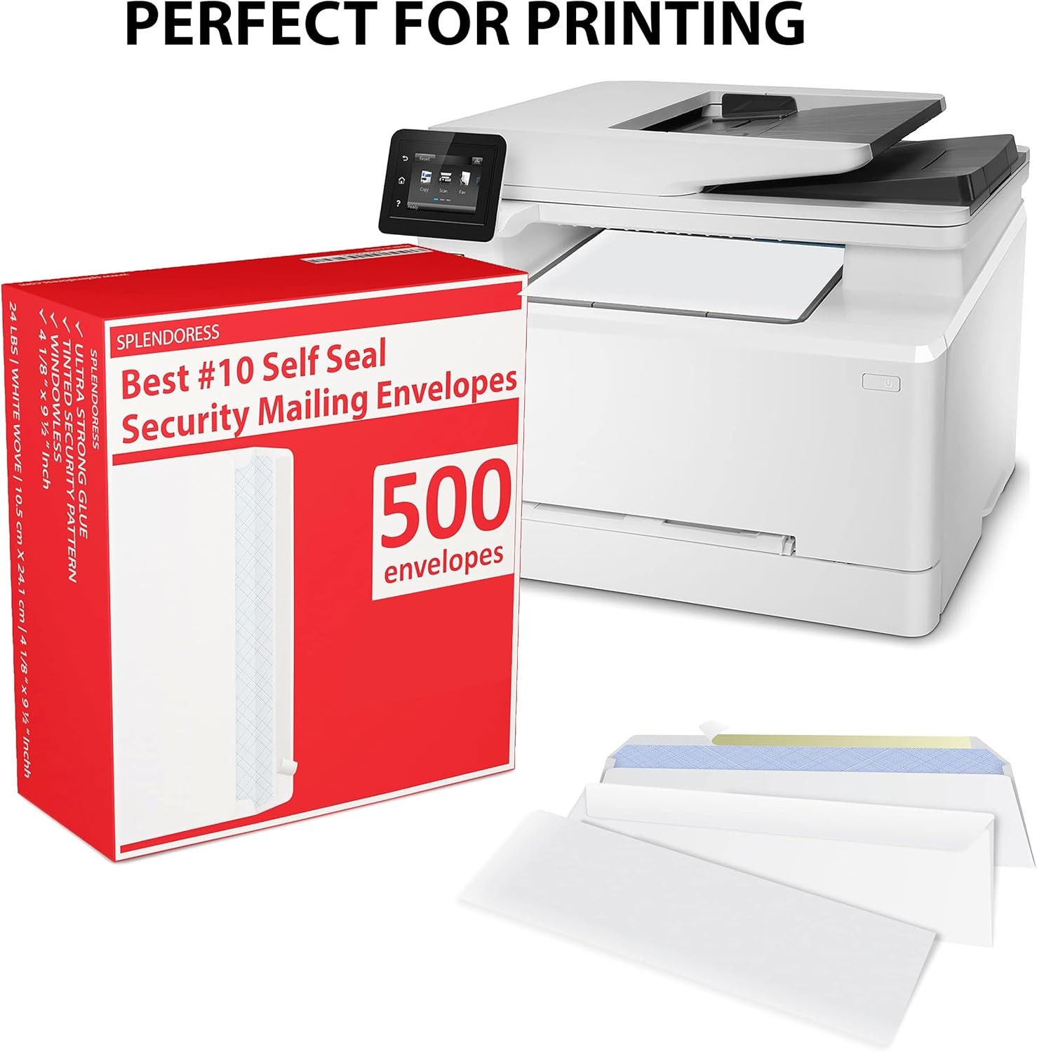 #10 Envelopes Letter Size Self Seal | 500 Business 500 Count, White Wove