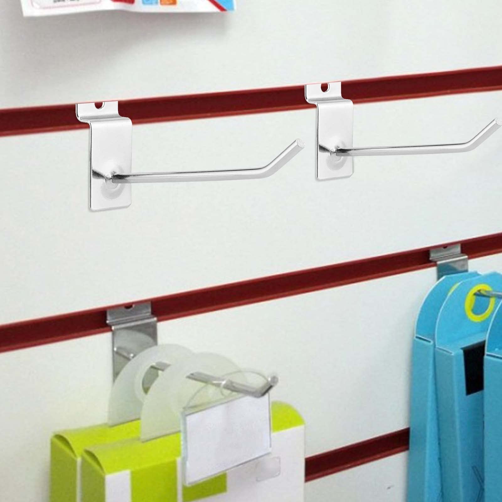 200 Pack 4 Inch Heavy Duty Silver Metal Slatwall Hooks Hangers Slat Board Hoo…