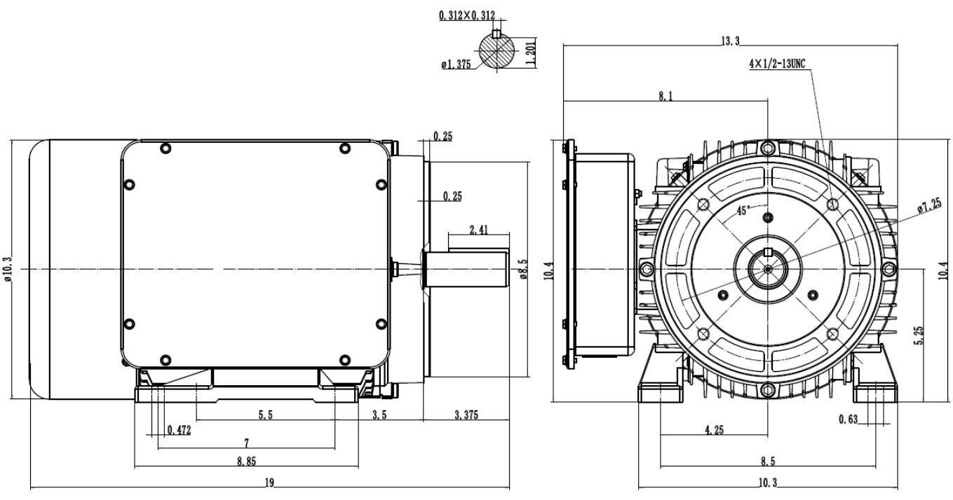 Techtop Cobra Electric Motor 10 HP 1800 Rpm 1-PH 230 Volt 215T Frame