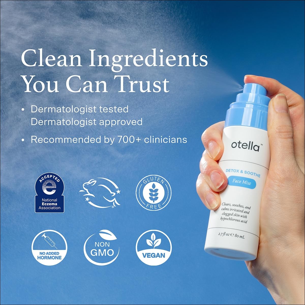 Otella Detox Soothe Face Mist Hypochlorous Acid .02 2.7 Oz Helps Reduce Redness