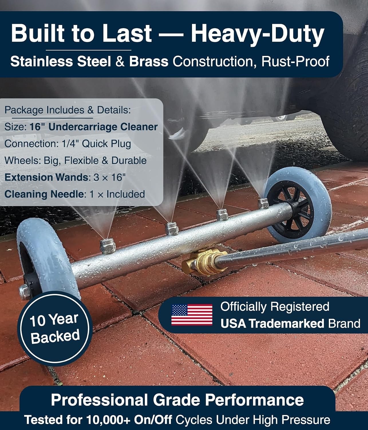 DBR Tech® Undercarriage Pressure Washer Attachment & Water Broom | 1500-400