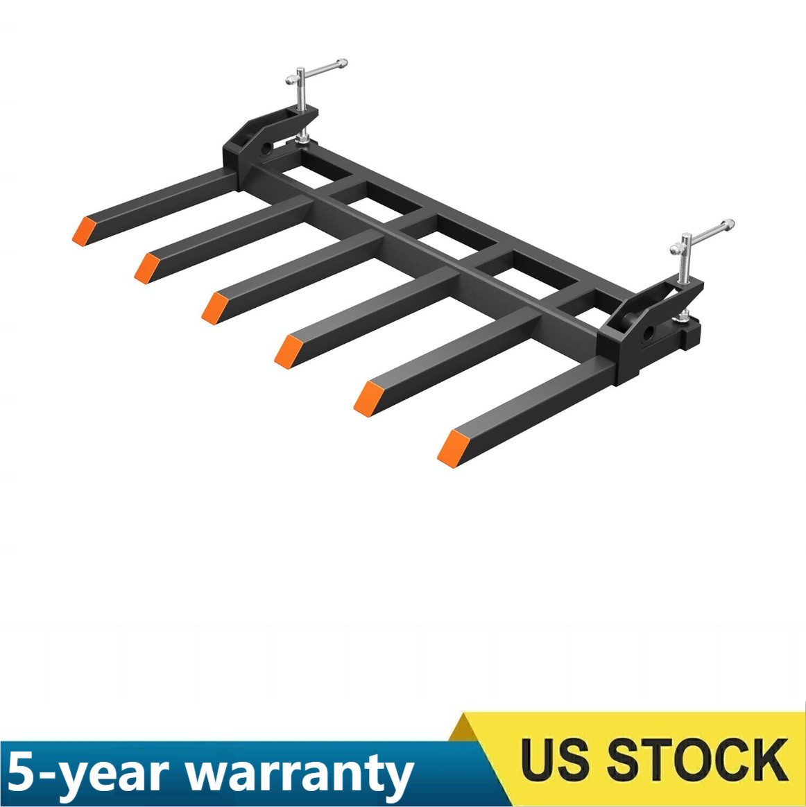 🔝58″ 4400LBS Heavy Duty Clamp On Debris Forks for Tractor Bucket with 6 Tines