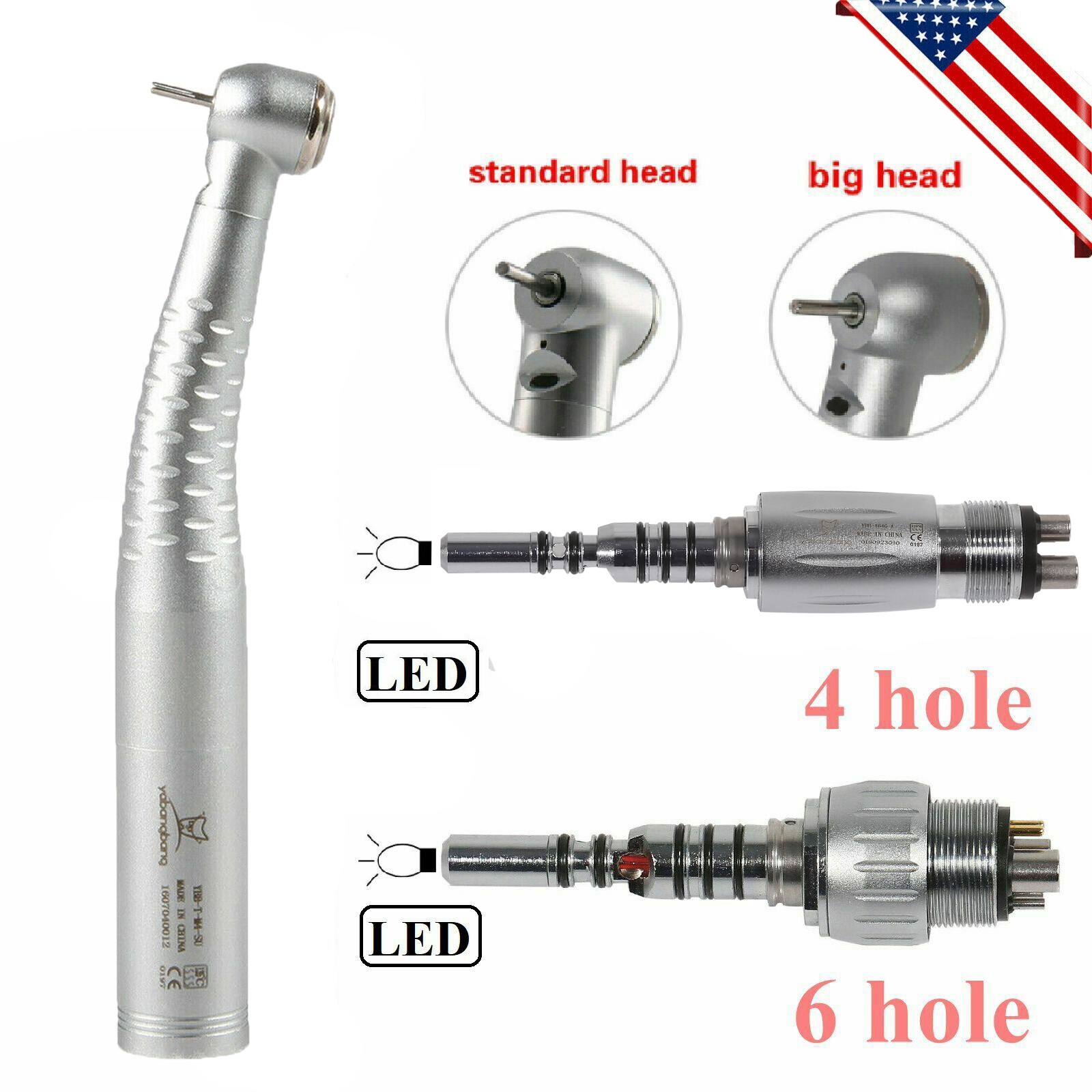 Dental Fiber Optic High Speed Turbine Handpiece / LED Coupler 4H/6Hole YG4/Y6 SA