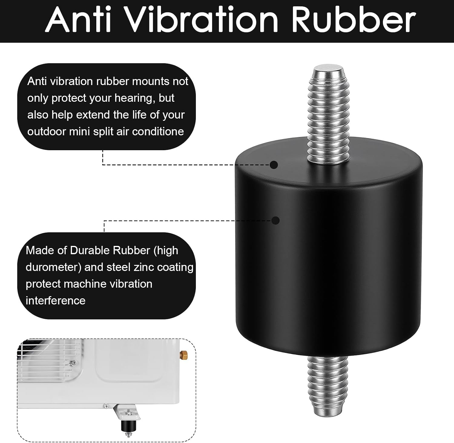 4 Pack 25X25Mm M6 Rubber Vibration Isolator Mounts, Rubber Isolator Mounts, Rubb