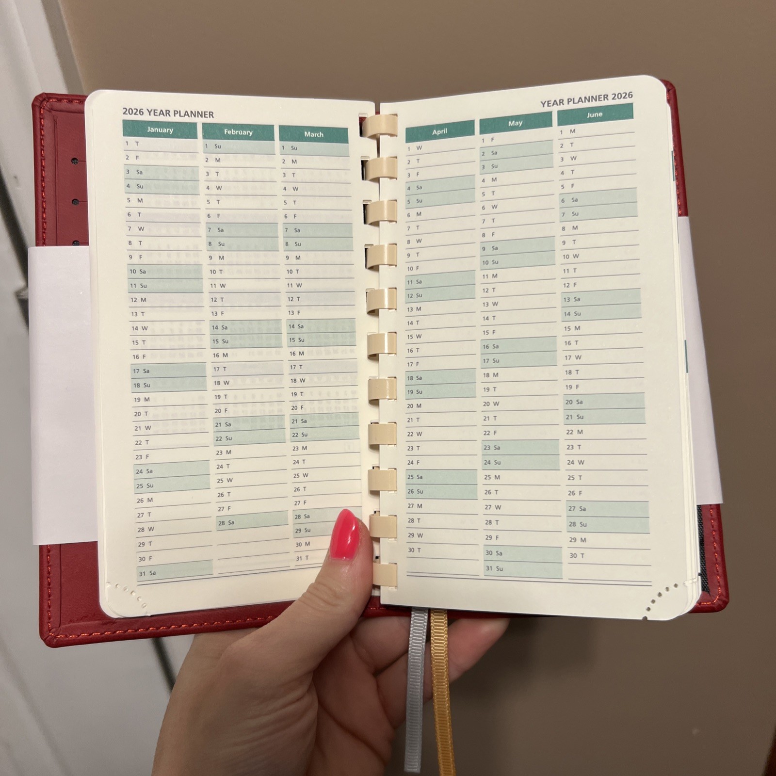 Poprun Horizontal Weekly Planner Red 2026 Year 4.25×6” Small Pocket Planner New