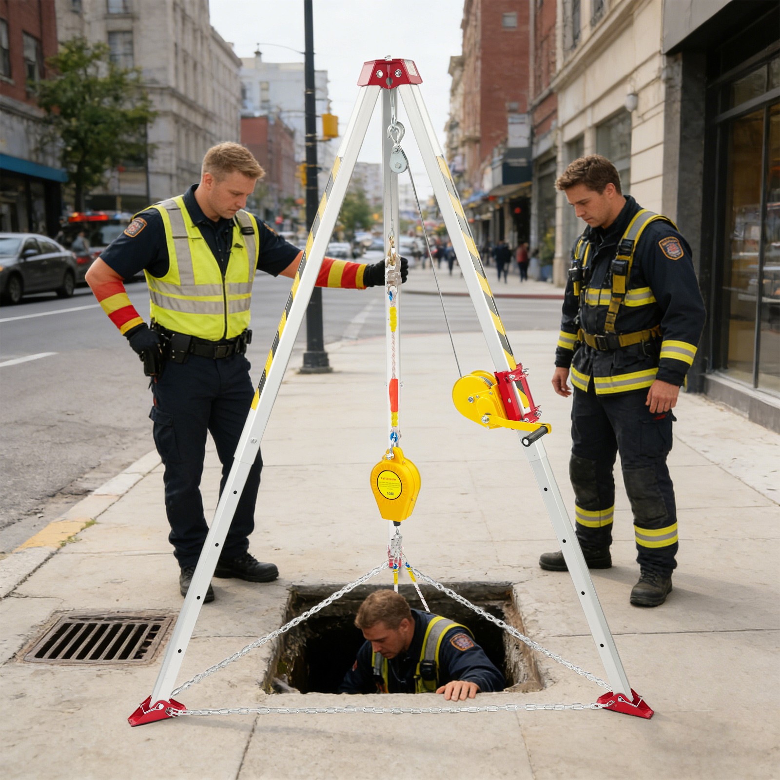 Confined Space Rescue Tripod, Rescue Tripod Kit with Protective Chain