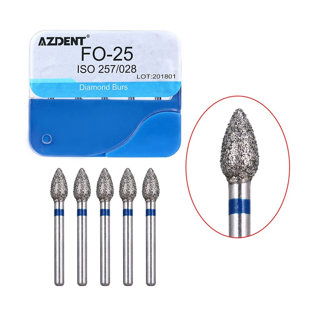 100Pcs 20 Types Dental Diamond Burs High Speed Handpiece Friction Grip AZDENT