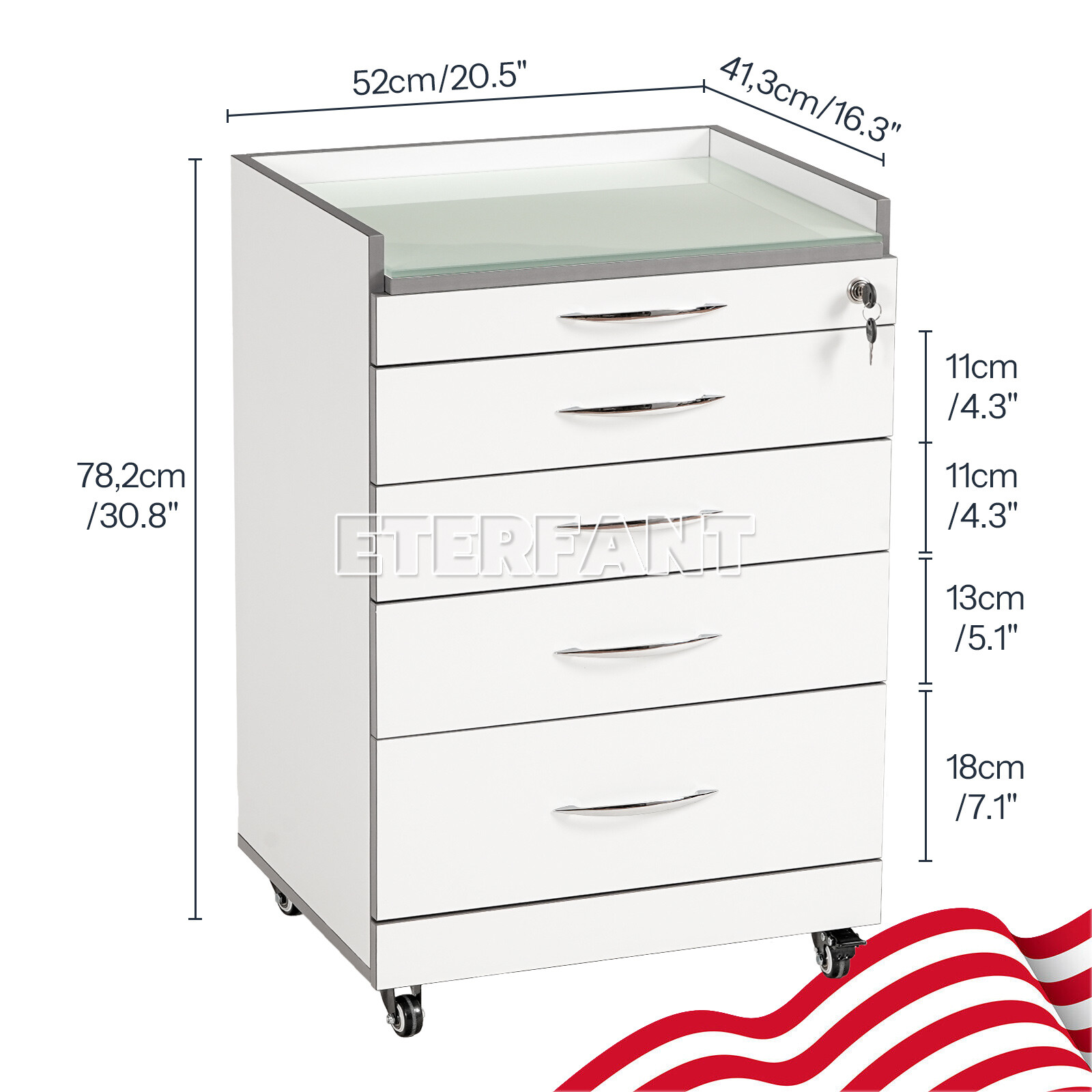 Dental Cabinet Rolling Medical Trolley Mobile Wooden Cart With Socket 4 Drawers