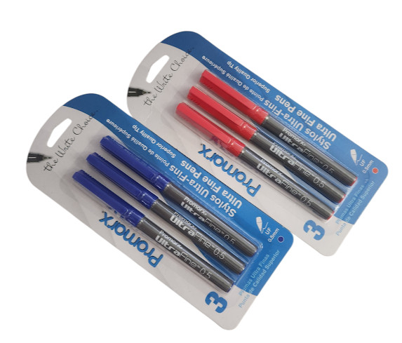 2 PACKS 6 PENS Promarx® ULTRA FINE PENS PRECISE LINES RED & BLUE INK 0.5mm