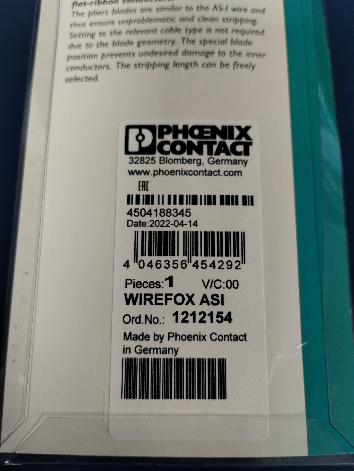PHOENIX CONTACT 1212154 – WIREFOX ASI – Stripping tool