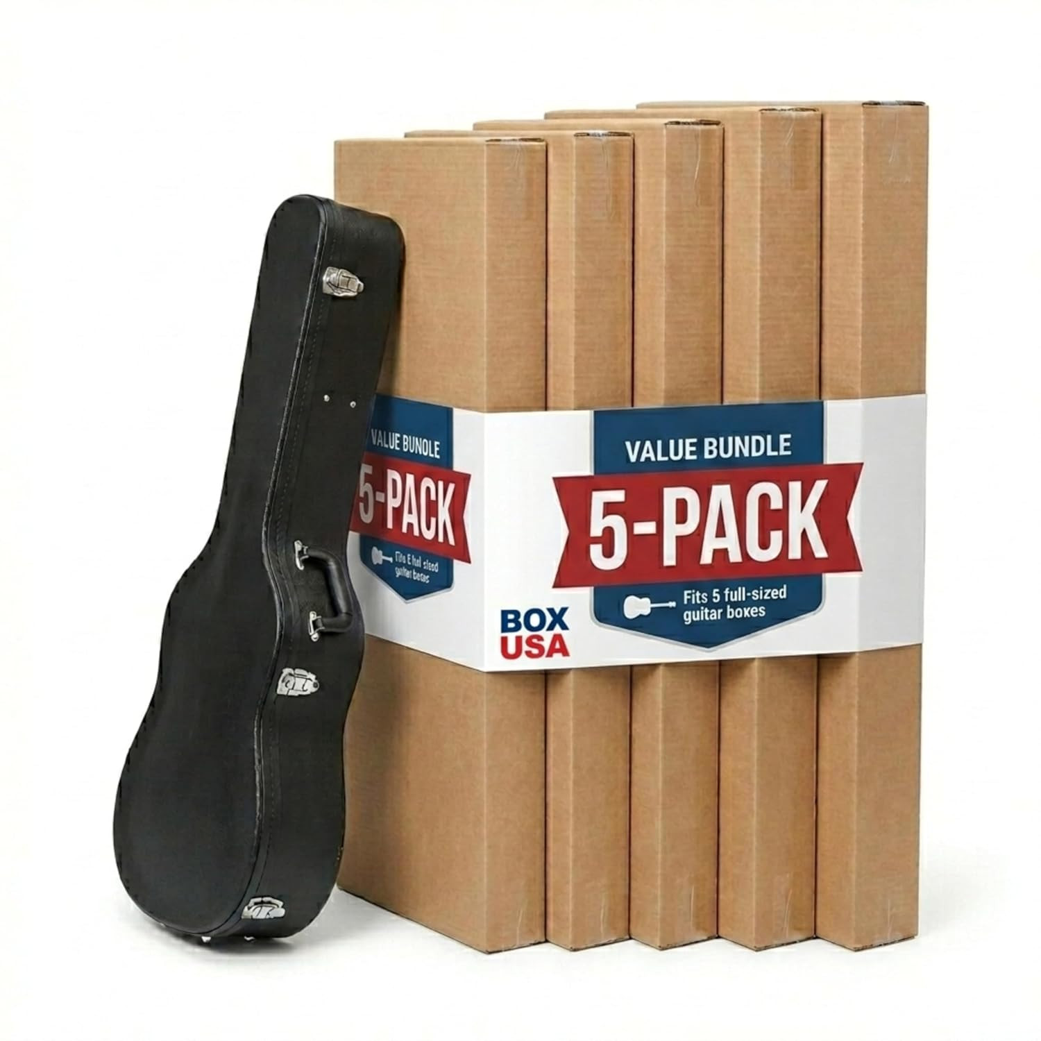 BOX USA Heavy-Duty Guitar Shipping Boxes (Pack of 5) – 18″ X 6″ X 45″ Corrugated