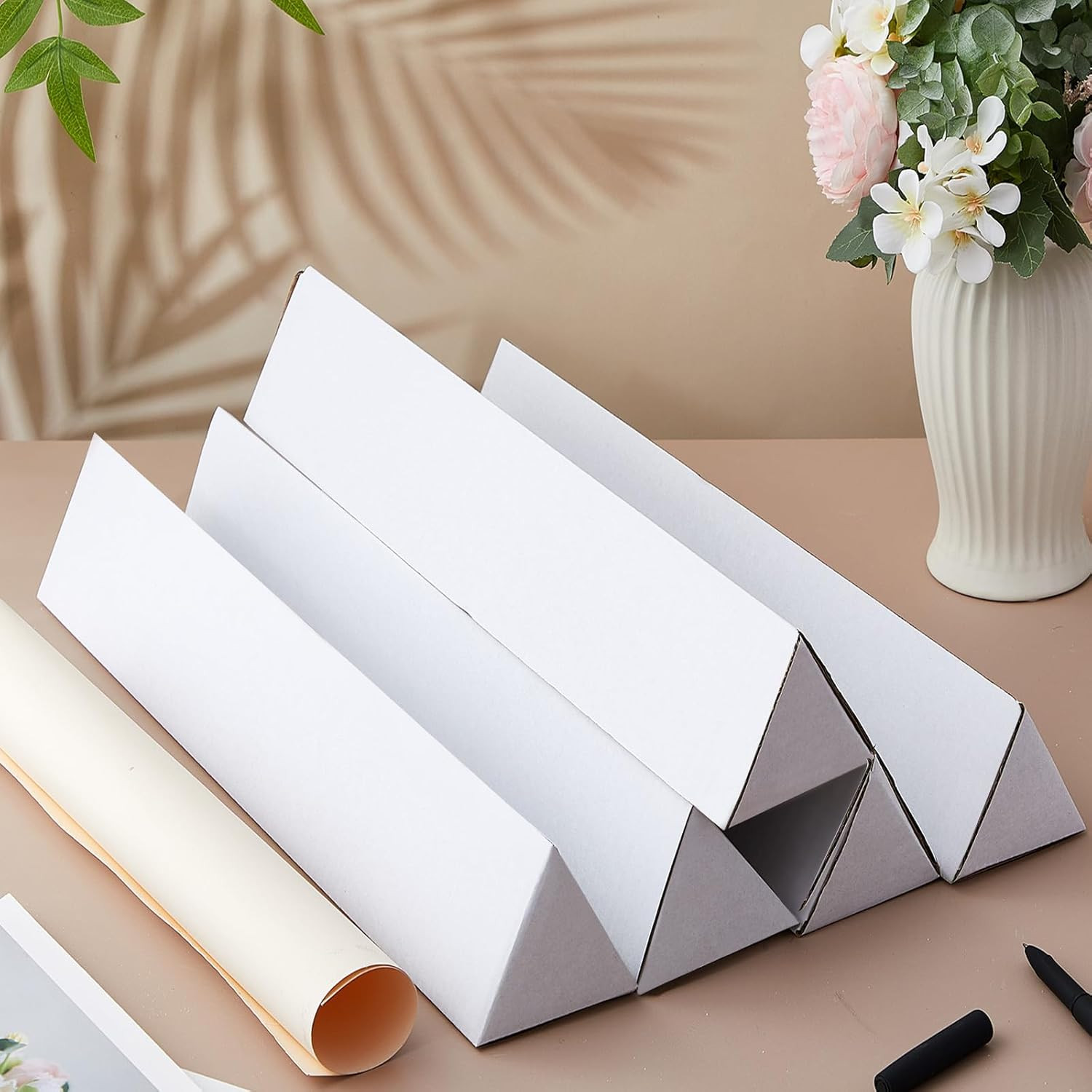 50 Pcs Triangle Mailing Shipping Tubes 24.25″ L x 2″ w x 2″ h Oyster White Corru