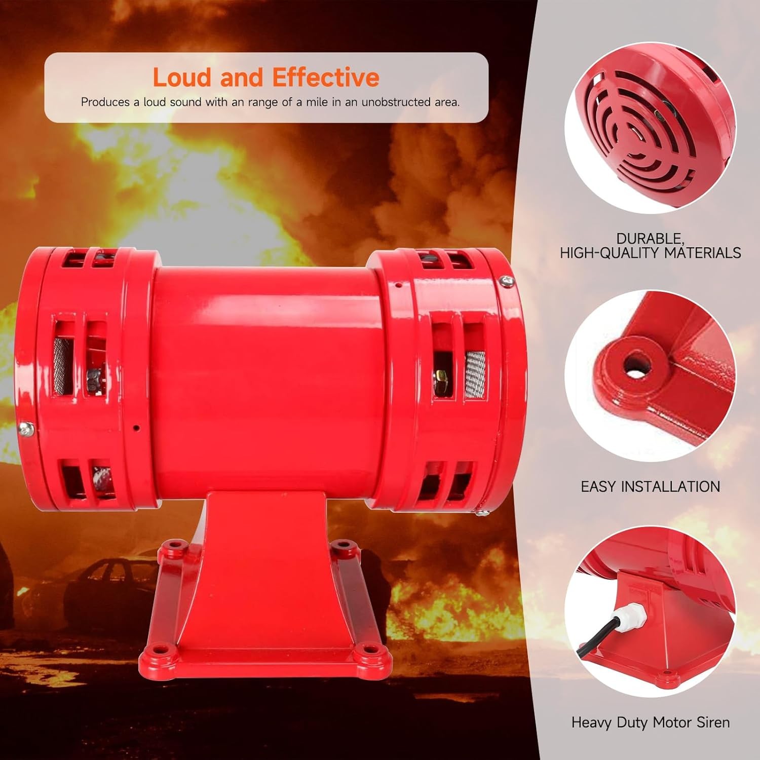Industrial Electric Motor Air Raid Siren 110V 60HZ 150DB Siren Alarm Super Loud