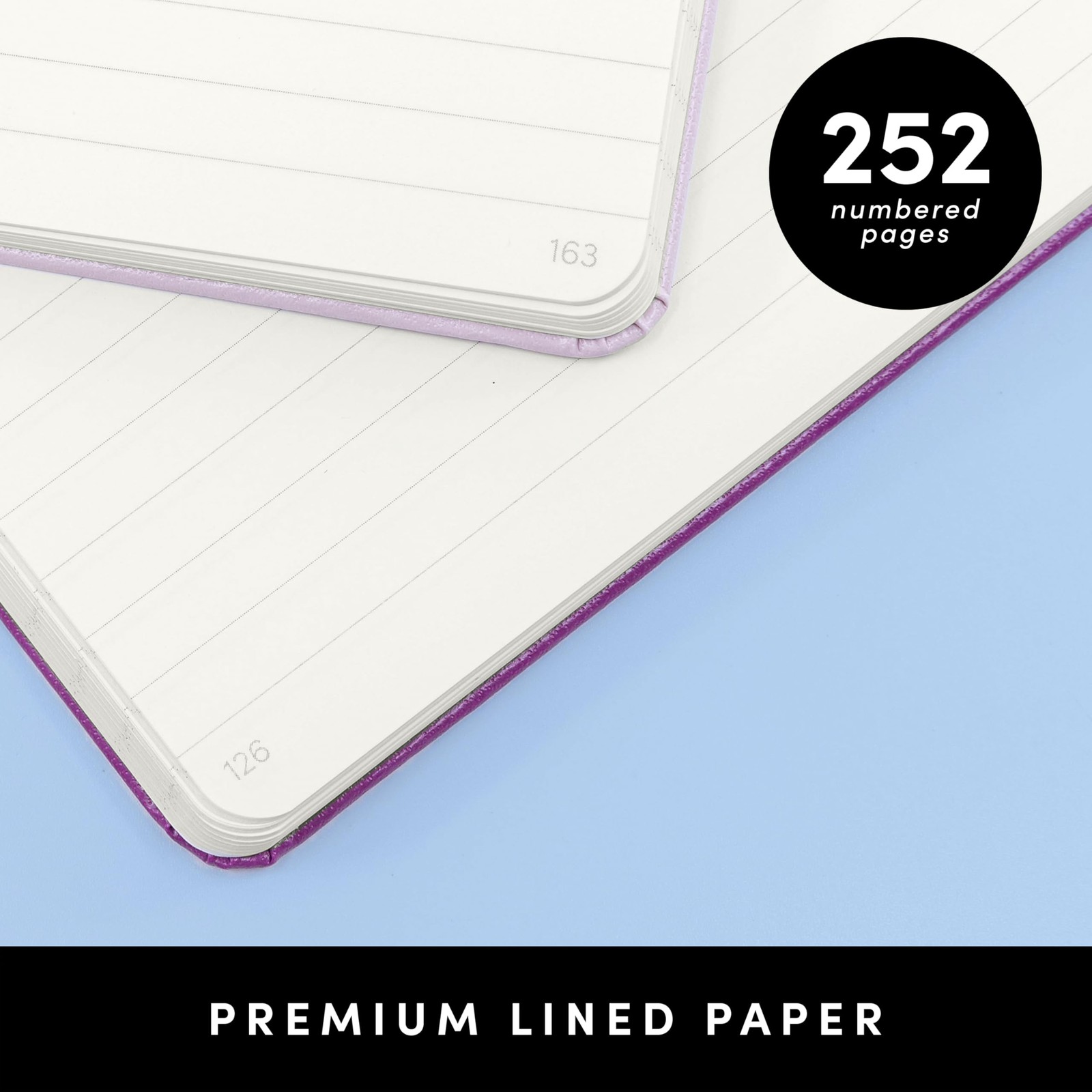 PAPERAGE Lined Journal Notebook (Raspberry) 252 Pages Medium 5.6 in x 8 in 100