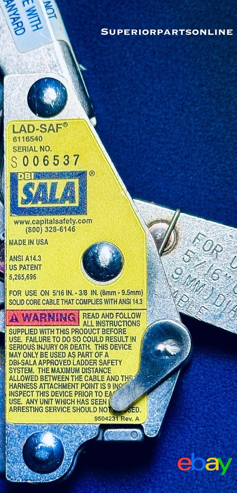 *NEW* DBI SALA 6116540 LAD-SAF Detachable Safety Cable Sleeve “Made In USA”