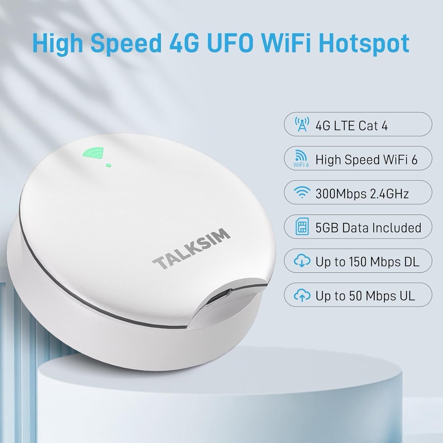 UFO Mobile Hotspot with 5GB Data, Portable Pocket WiFi 6 & 4G LTE Hotspot
