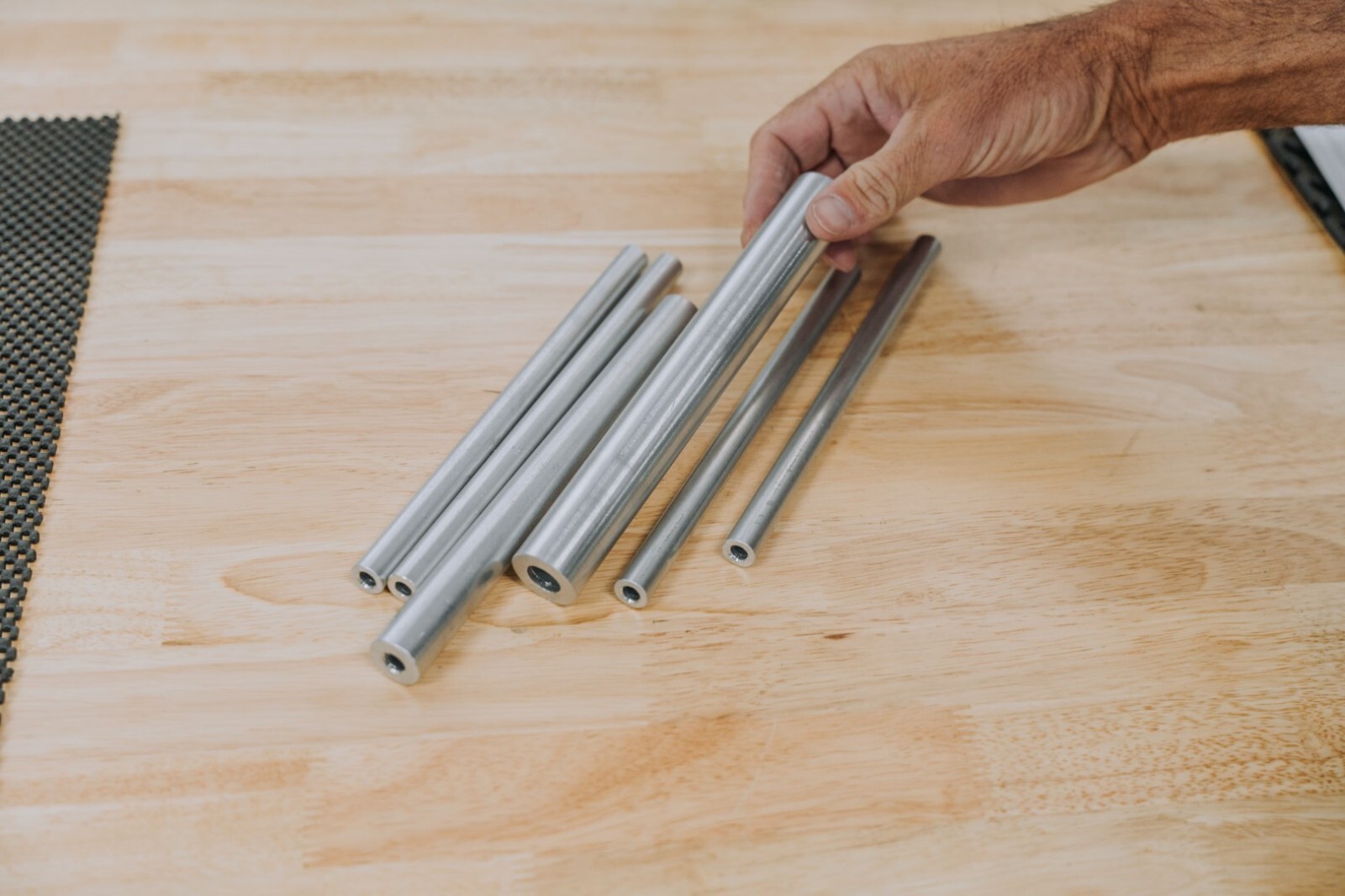 Aluminum Spacer-Tubing- 1/2″ OD x 3/8″ ID x 8″ Long–Fits M10 or 3/8″ Bolts