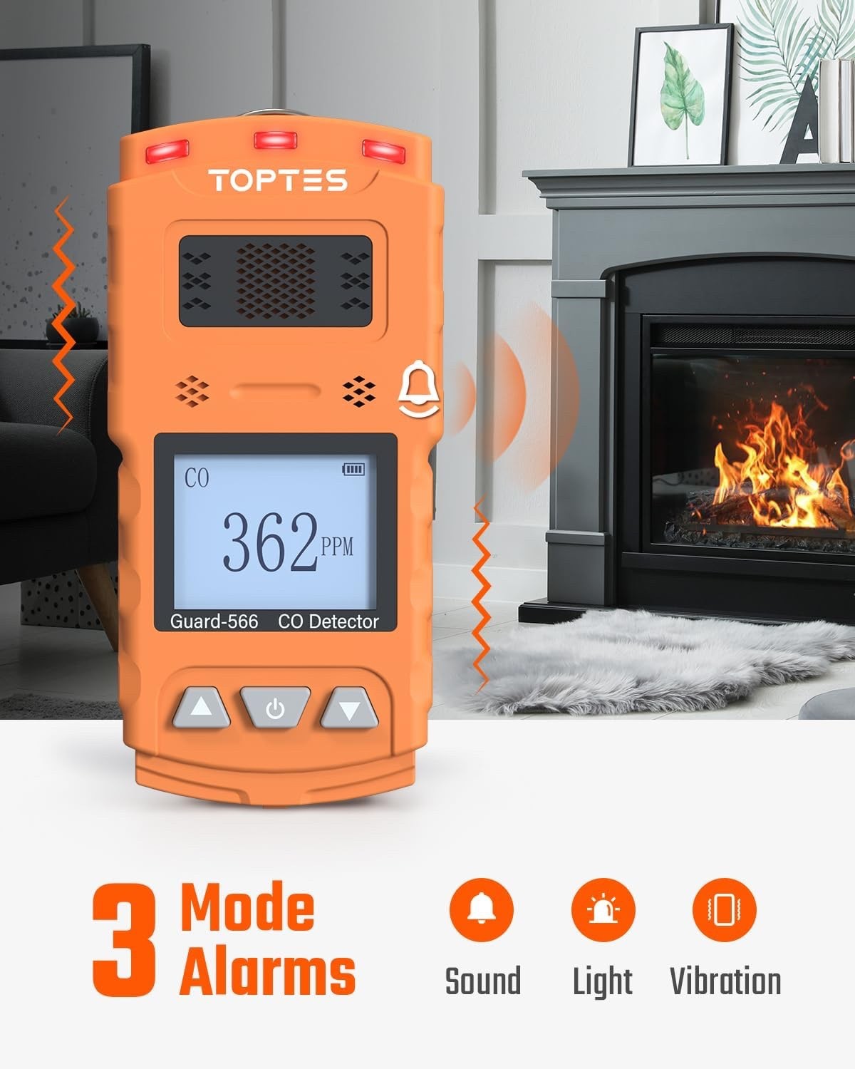 TopTes Guard-566 Portable Carbon Monoxide Detector, Rechargeable CO Detector