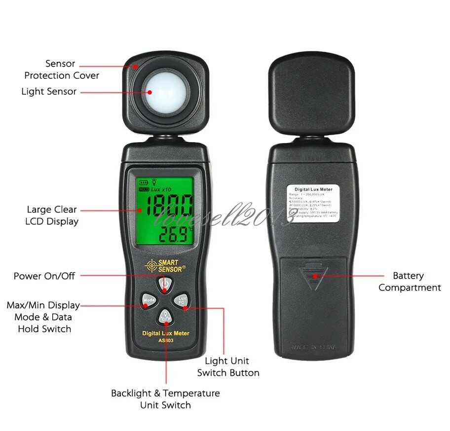Lux/Fc Light Meter Digital Luxmeter Luminometer Brightness Measuring tool