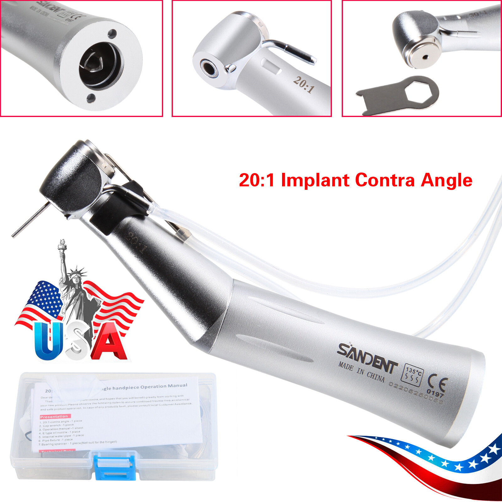 Dental 20:1 Implant Contra Angulo Pieza De Mano para NSK SG20 Surgical Push