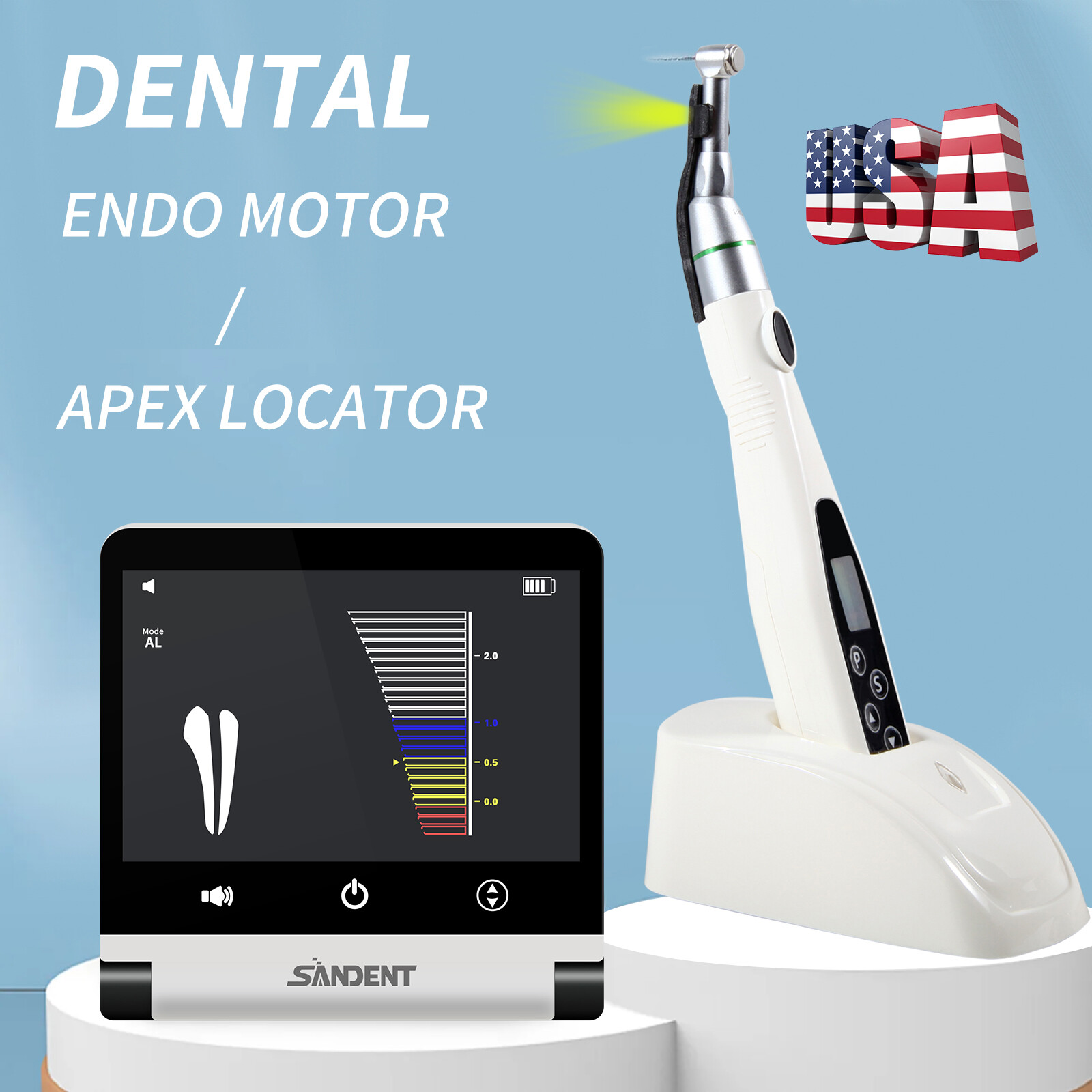 Dental Wireless LED Endo Motor 16:1 Contra Angle /Apex Locator Root Canal LCD OR