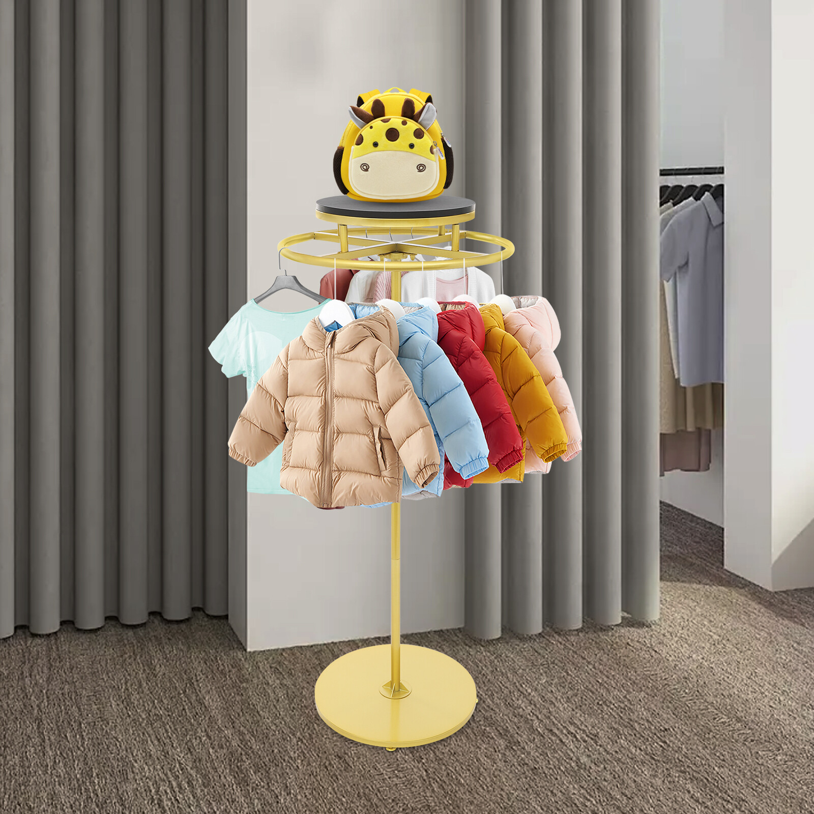Floor Standing Clothes Hanging Rack Garment Display Round Clothing Rack Shop