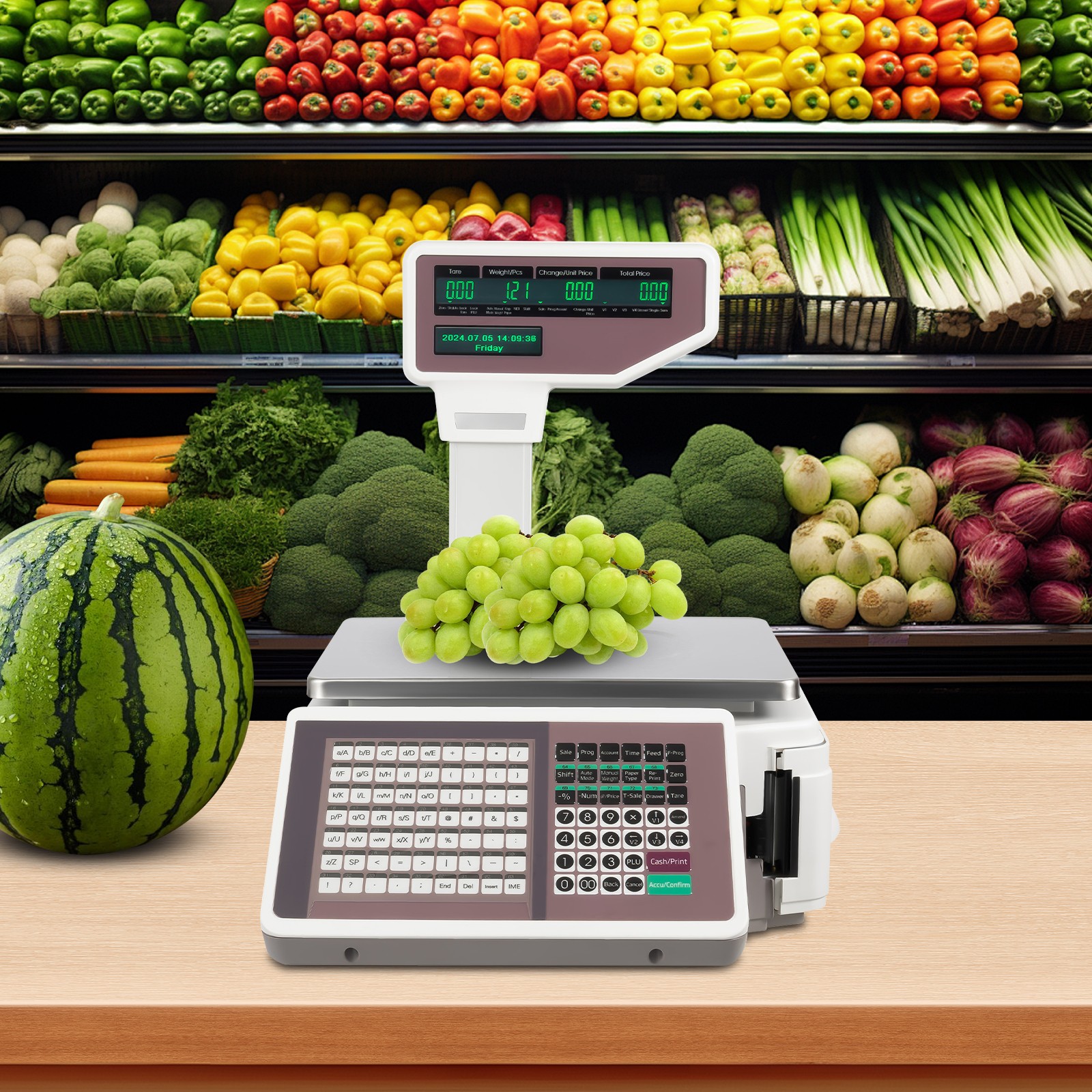 Commercial Digital Price Computing Scale with Thermal Label Printer Supermarket