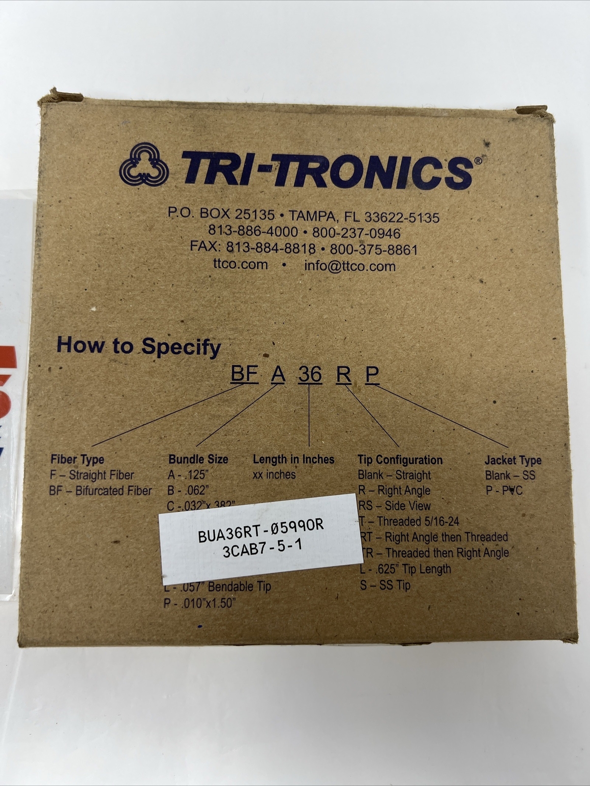 Tri-Tronics BF-A-36RT Cable Bifurcated Glass Fiber Optic Light Guide