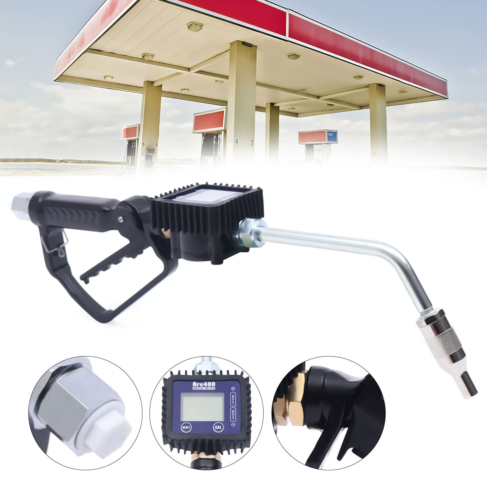 Air Operated Oil Transfer Pump Petrol Fluid Dispenser Control Valve Meter Gun US