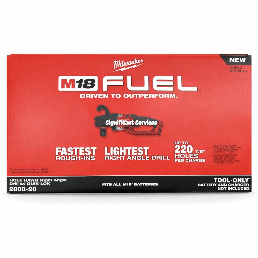 Milwaukee 2808-20 M18 18V FUEL Hole Hawg Right Angle Drill with Quick-Lok
