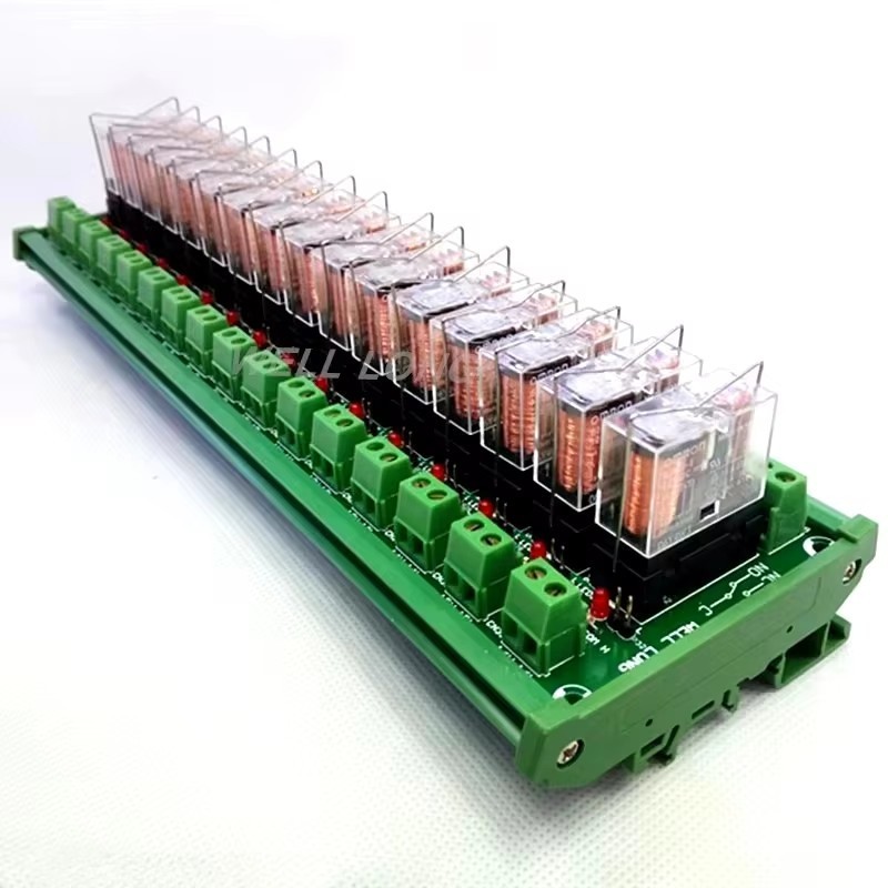 16 Channels DIN Rail Mount 16A Power Relay Interface Module G2R-1-E DC 24V