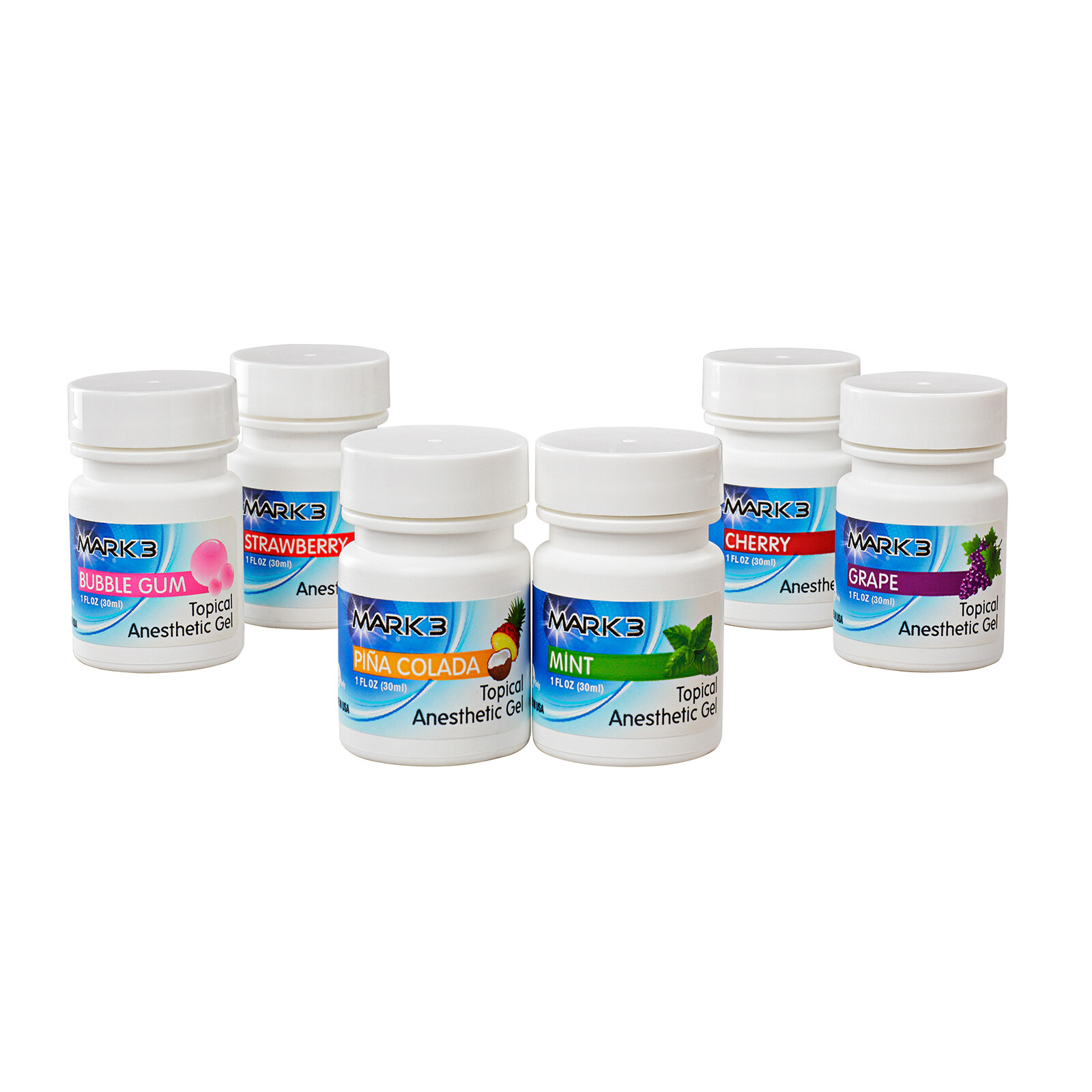 6 Bottles Mark3 Dental Topical Anesthetic Gel 20% Benzocaine 1OZ Jar Made in USA