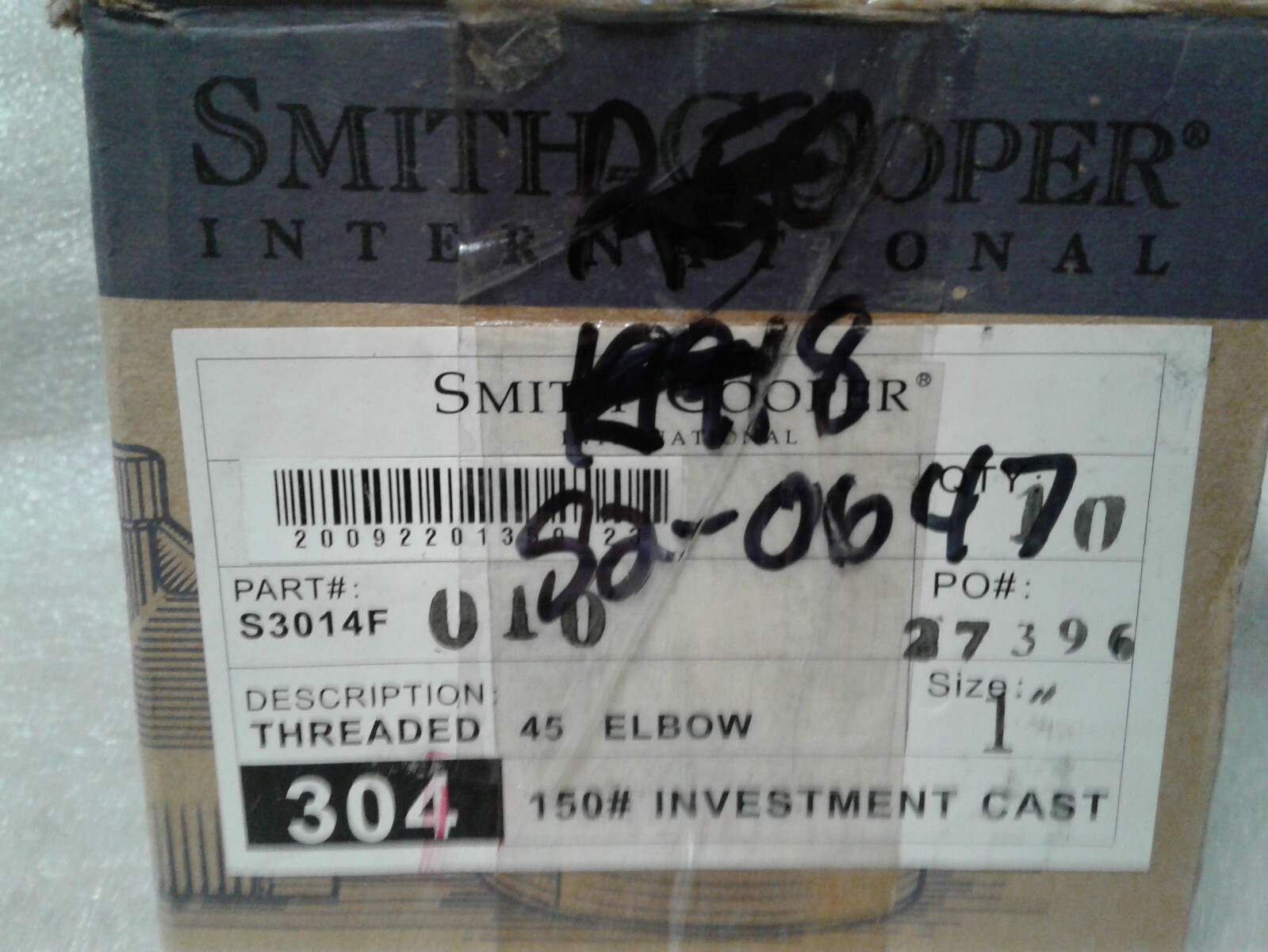 Qty 10 Smith-Cooper 45 Degree Threaded Elbow 304 Stainless 1″ 150# Cast S3014F