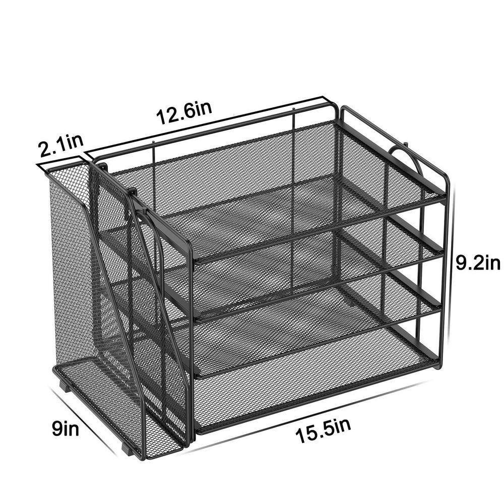 9.2 In. X 15.5 In. Black Desk Organizers and Accessories, Paper Organizer with F