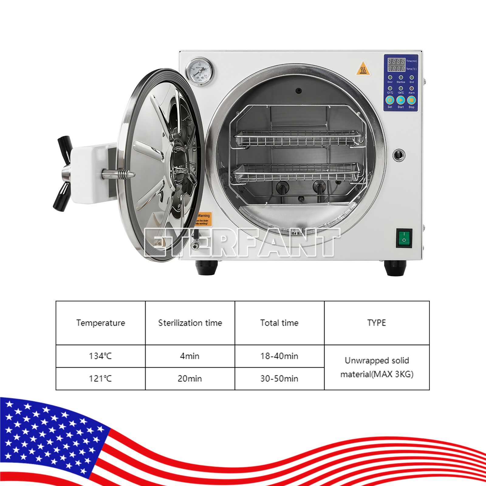 ETERFANT Dental Autoclave Steam Sterilizer Medical Sterilization 18L