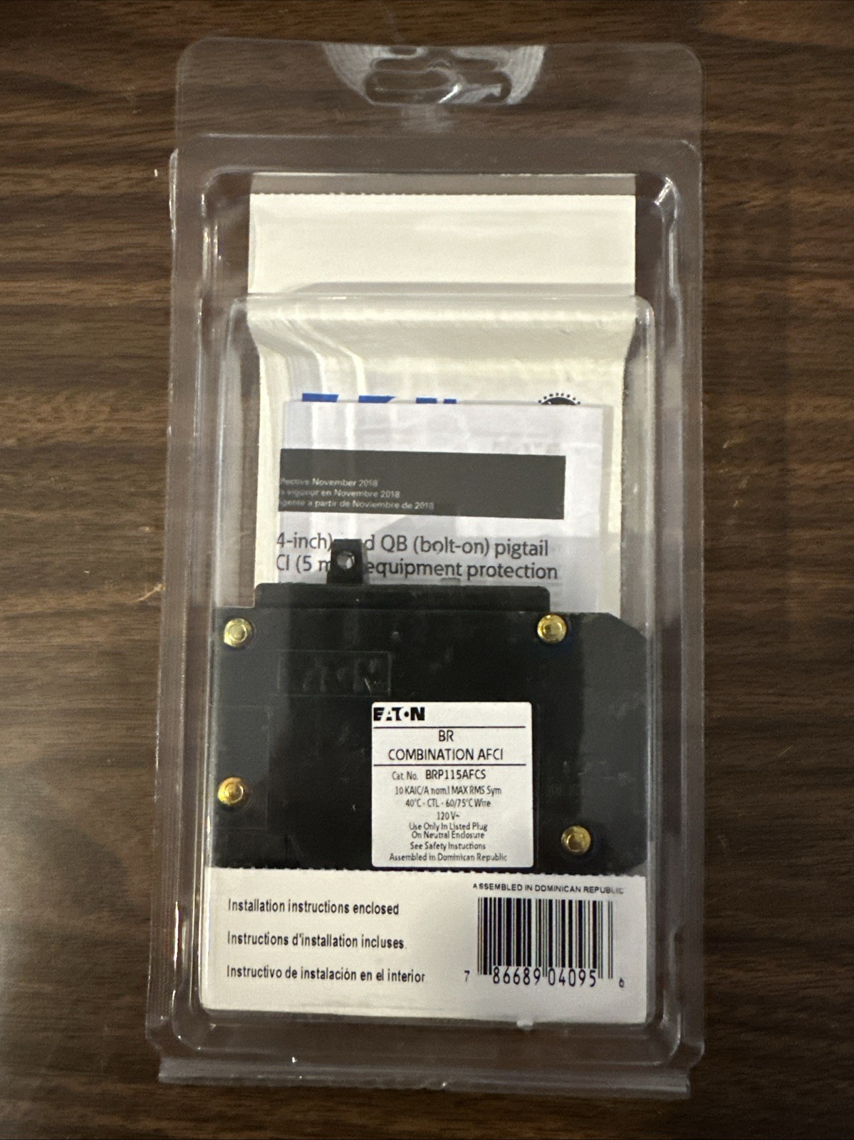 NEW Eaton 15 Amp 120-Volt AFCI Plug-on Neutral Circuit Breaker BRP115AFCS