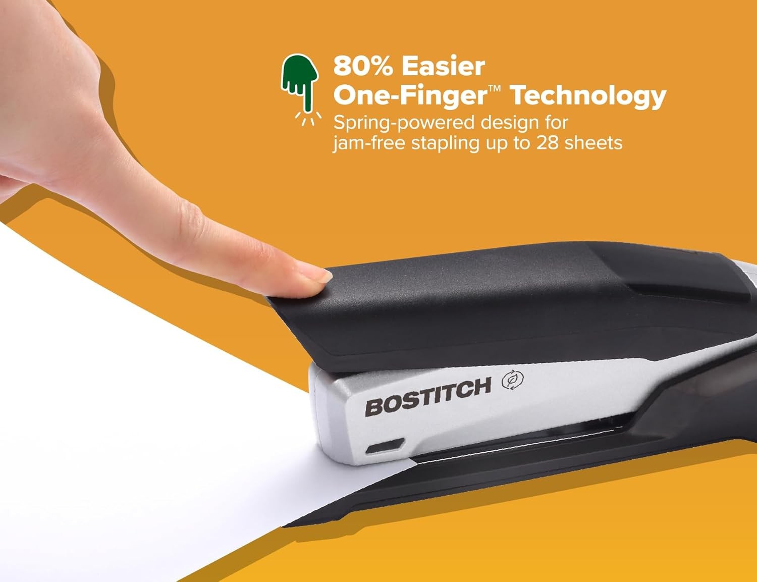 Bostitch Office InPower Desktop Eco-Friendly Stapler One-Finger Technology