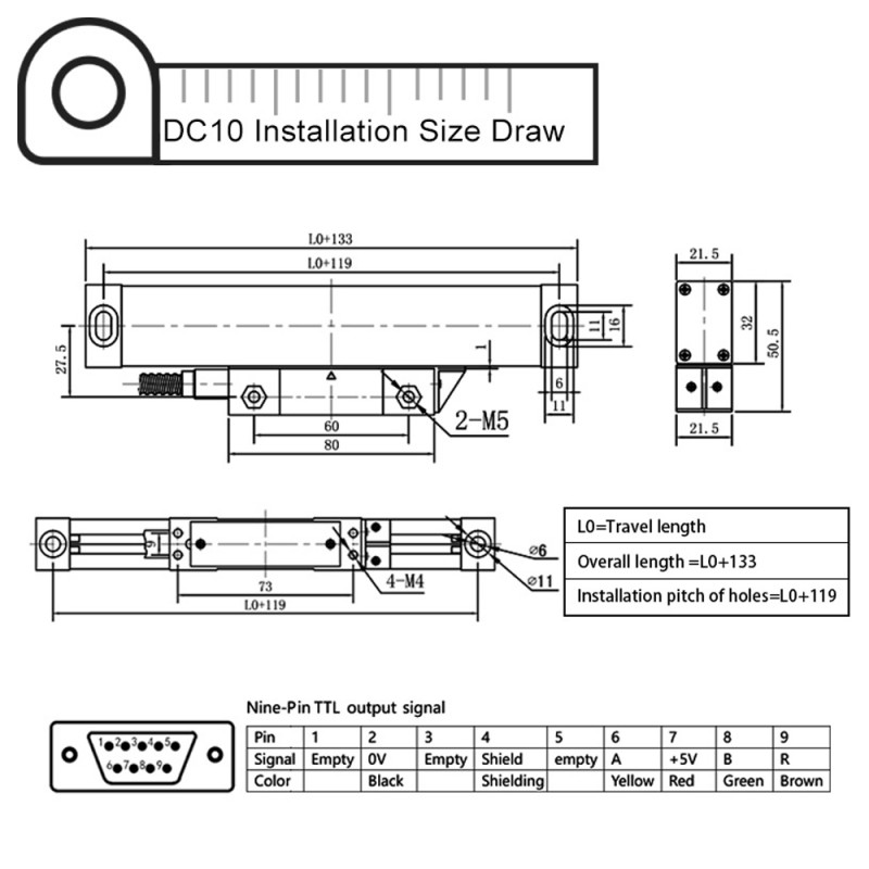LED Digital Readout 2 Axis 3 Axis Linear Glass Scale 5um 130mm-1020mm USA Stock