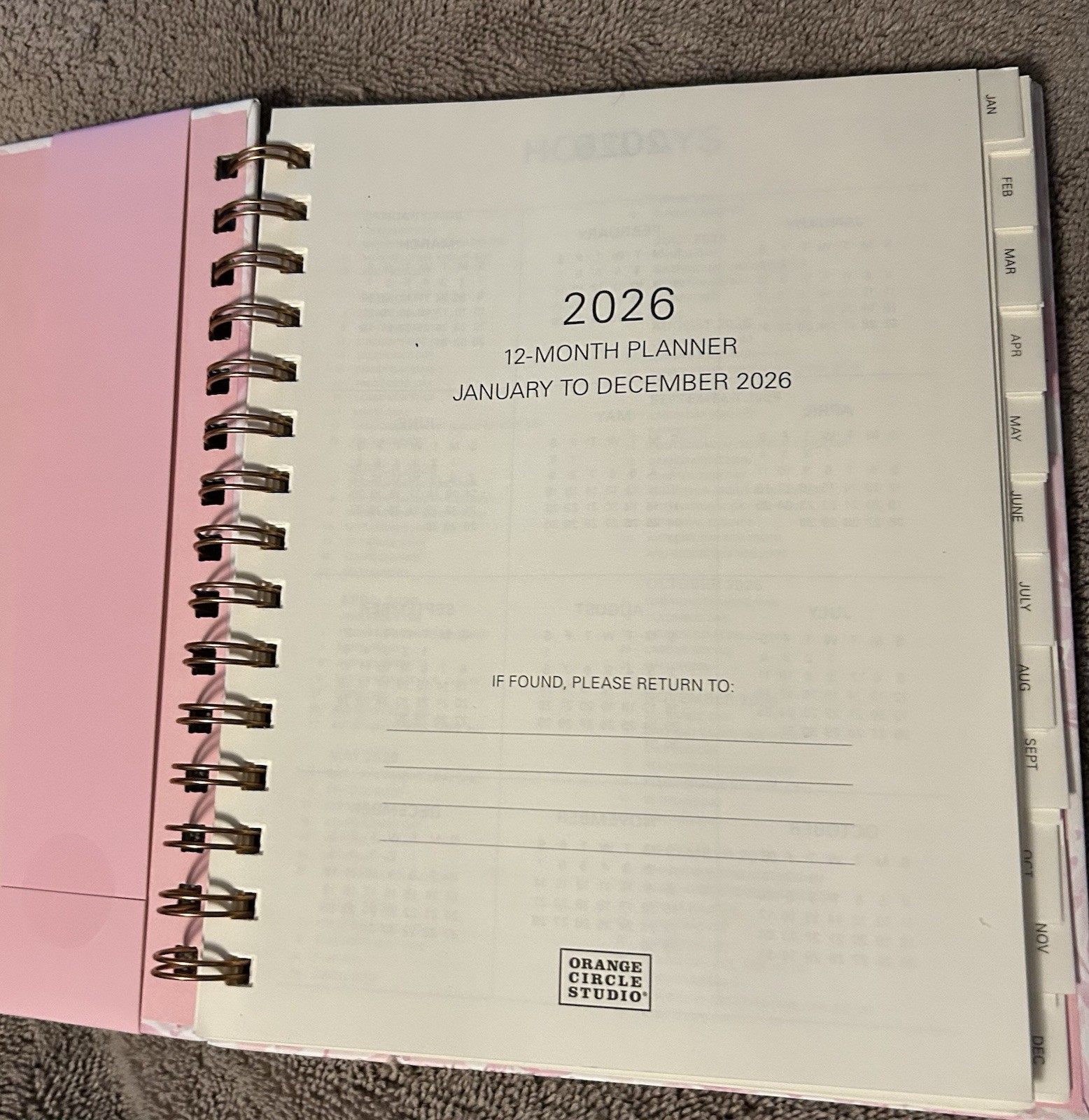 Orange Circle Studio 2026 12-Month Weekly/Monthly Planner Pink Floral Spiral