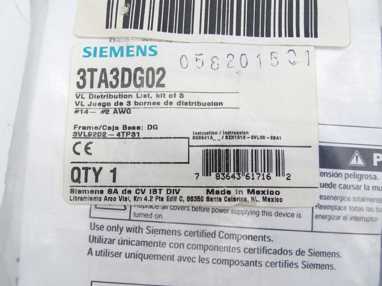 SIEMENS 3TA3DG02 CIRCUIT BREAKER